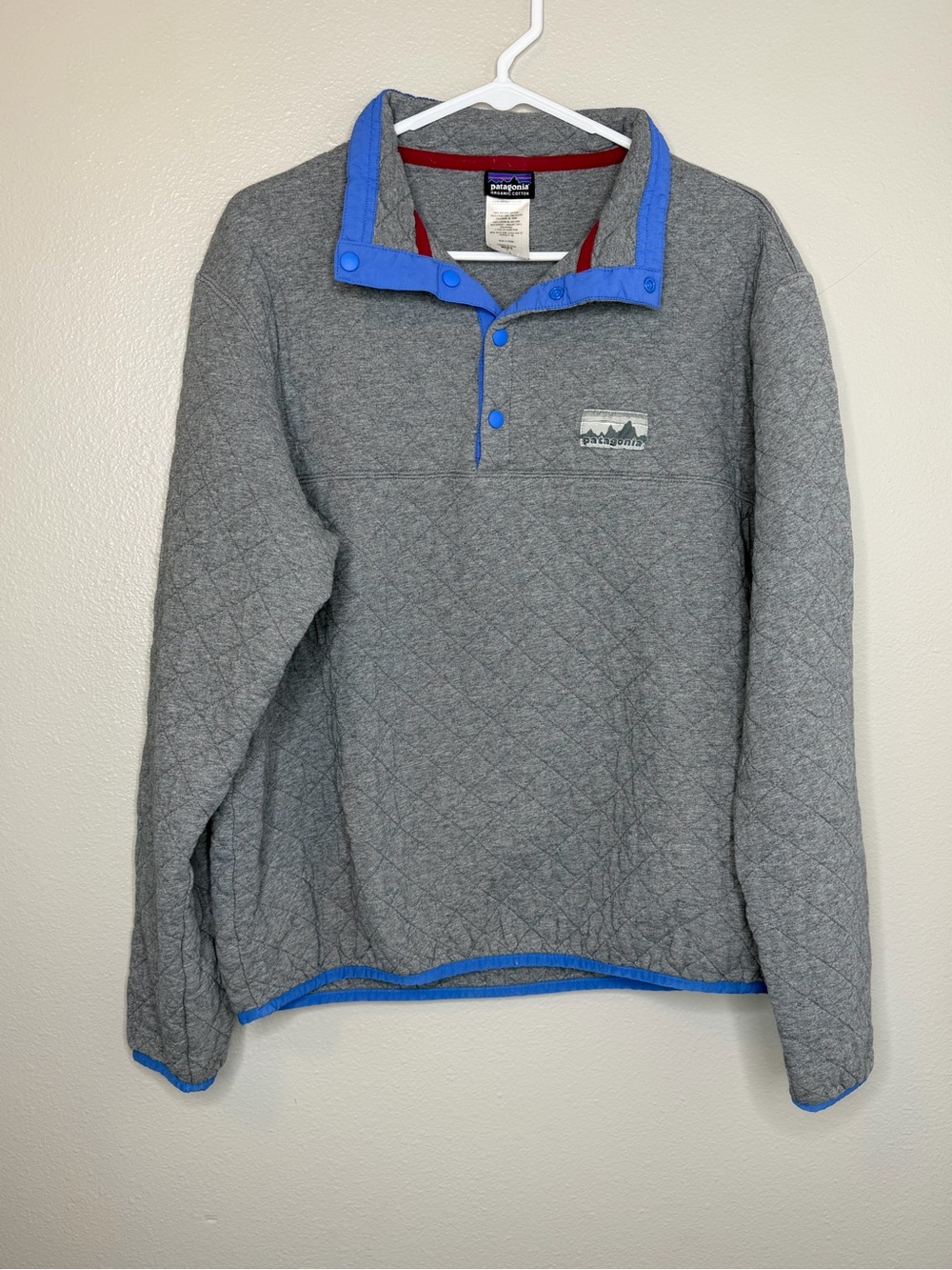Patagonia Sweatshirt Mens Large Gray Quilted Snap Mock Neck Pullover Top